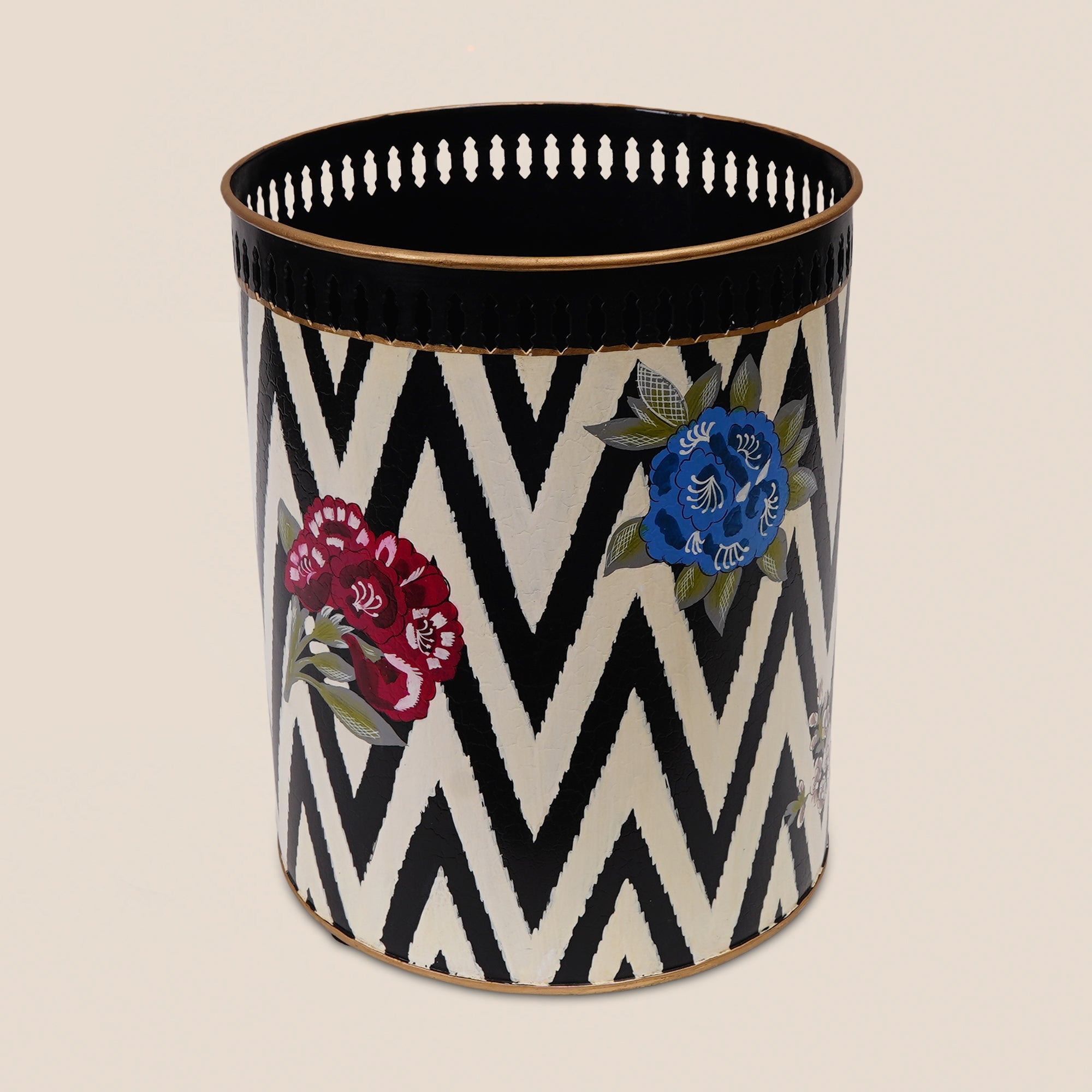 Chevron Bloom Waste Bin