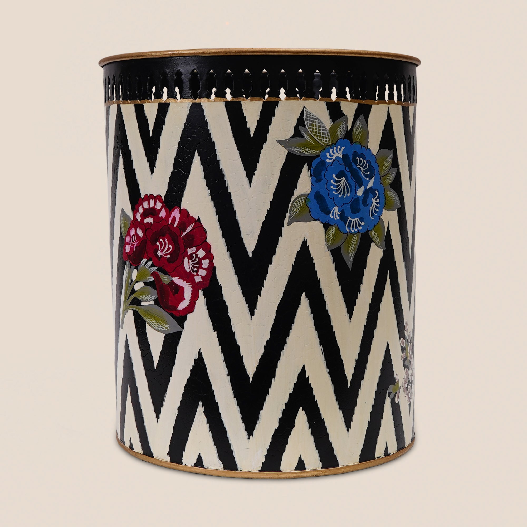 Chevron Bloom Waste Bin