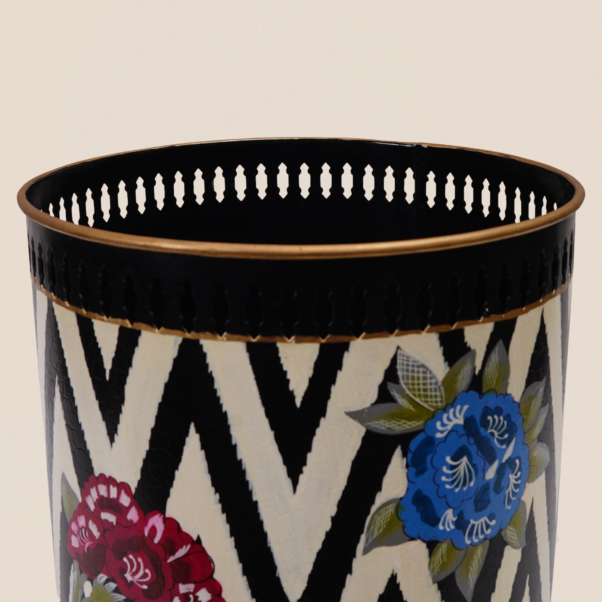 Chevron Bloom Waste Bin