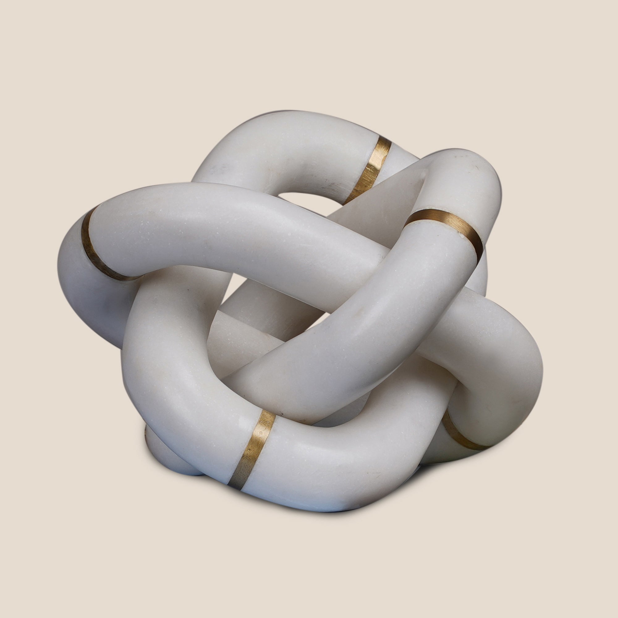 White Marble Knot with Brass Inlay