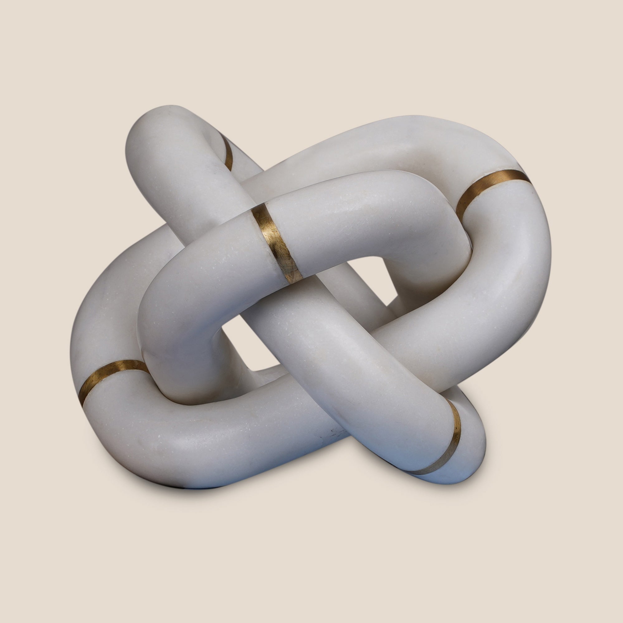 White Marble Knot with Brass Inlay