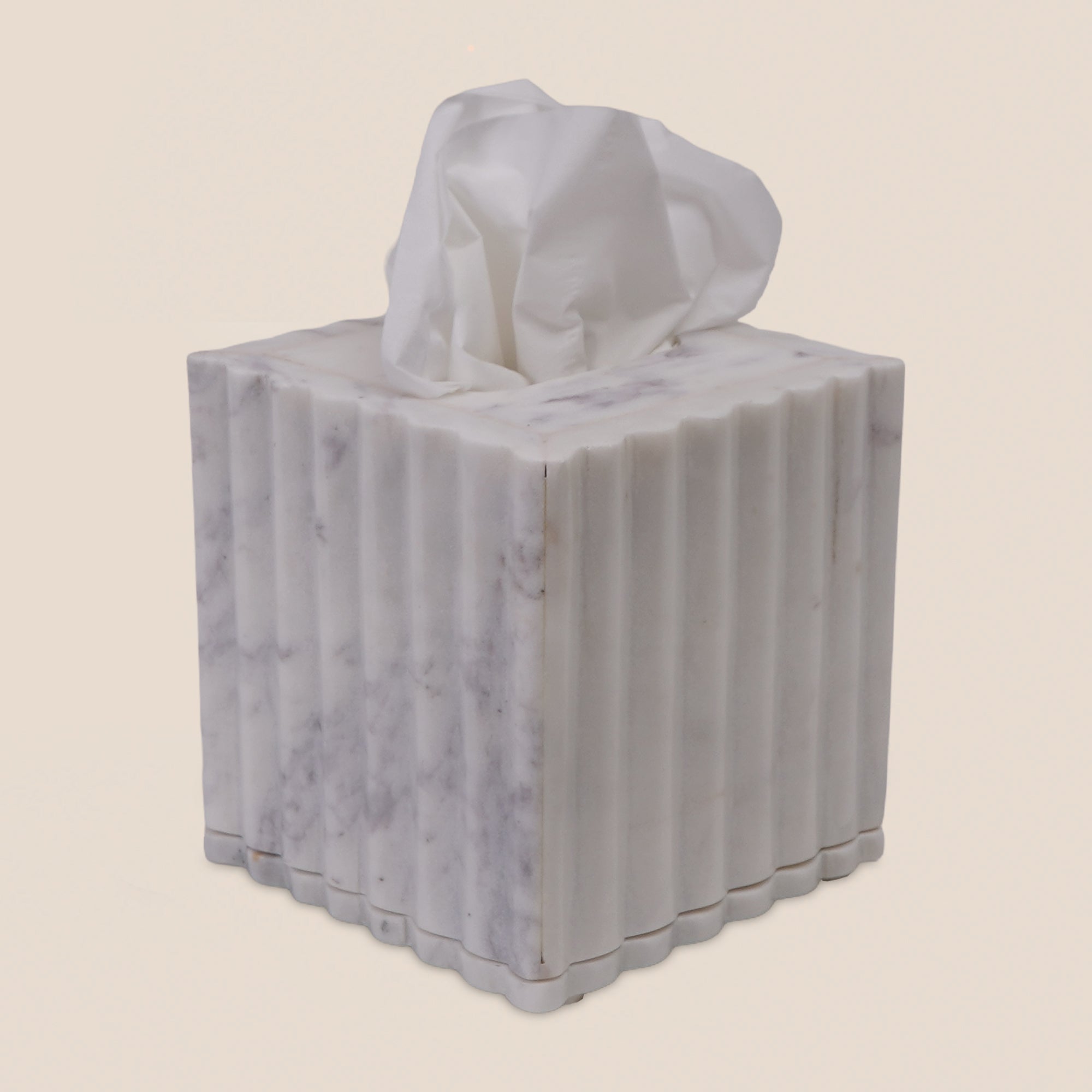 Fluted Marble Tissue Box