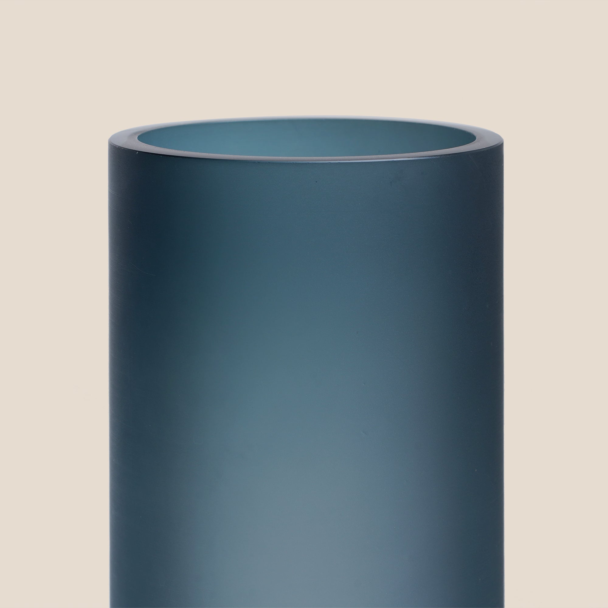 Frosted Blue Glass Cylinder Vase - Large