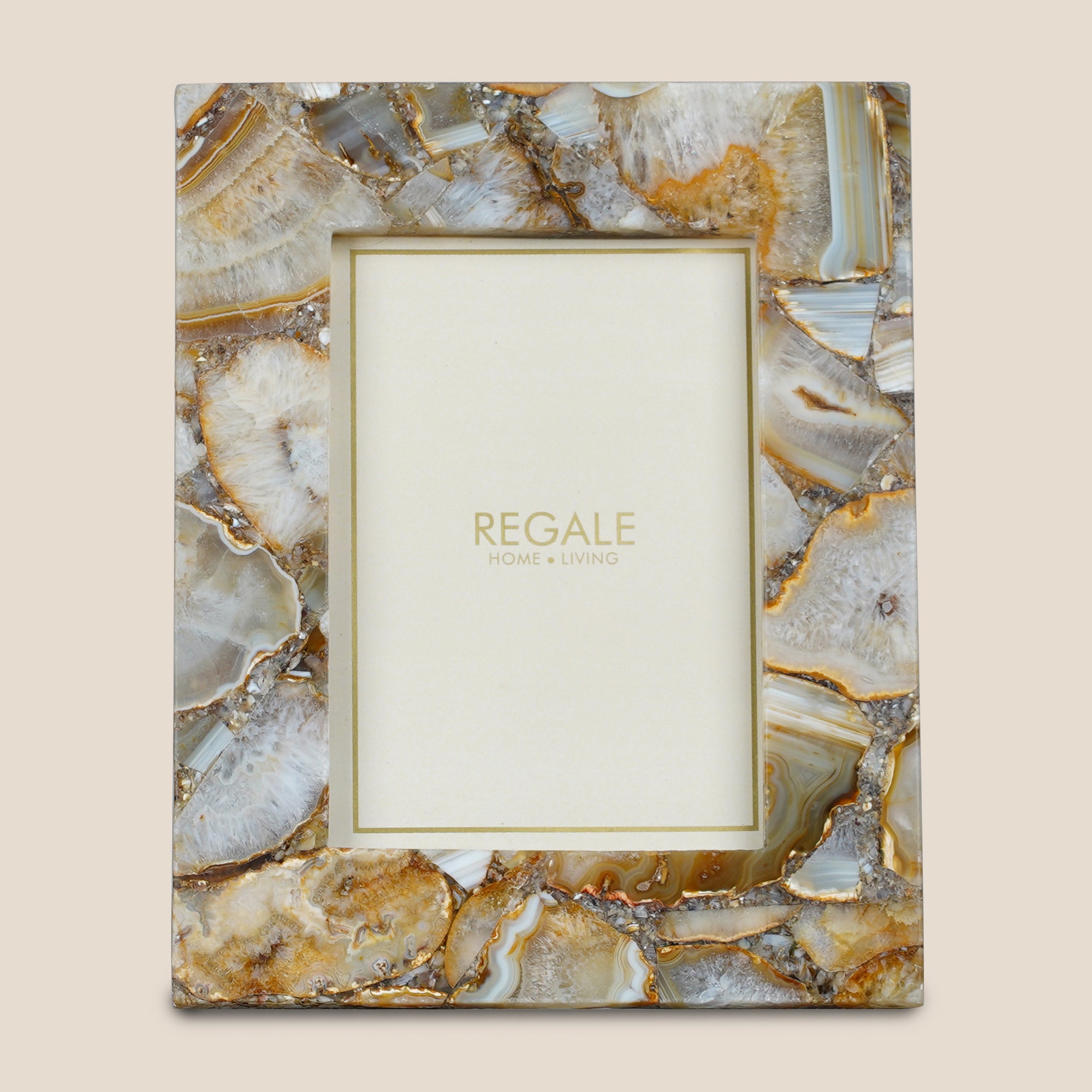 Golden Agate Stone Photo Frame