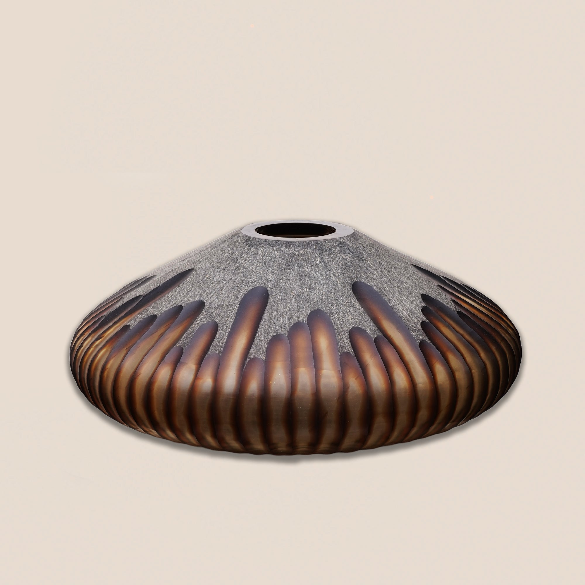 Hand-Cut Amber Glass Art Vase