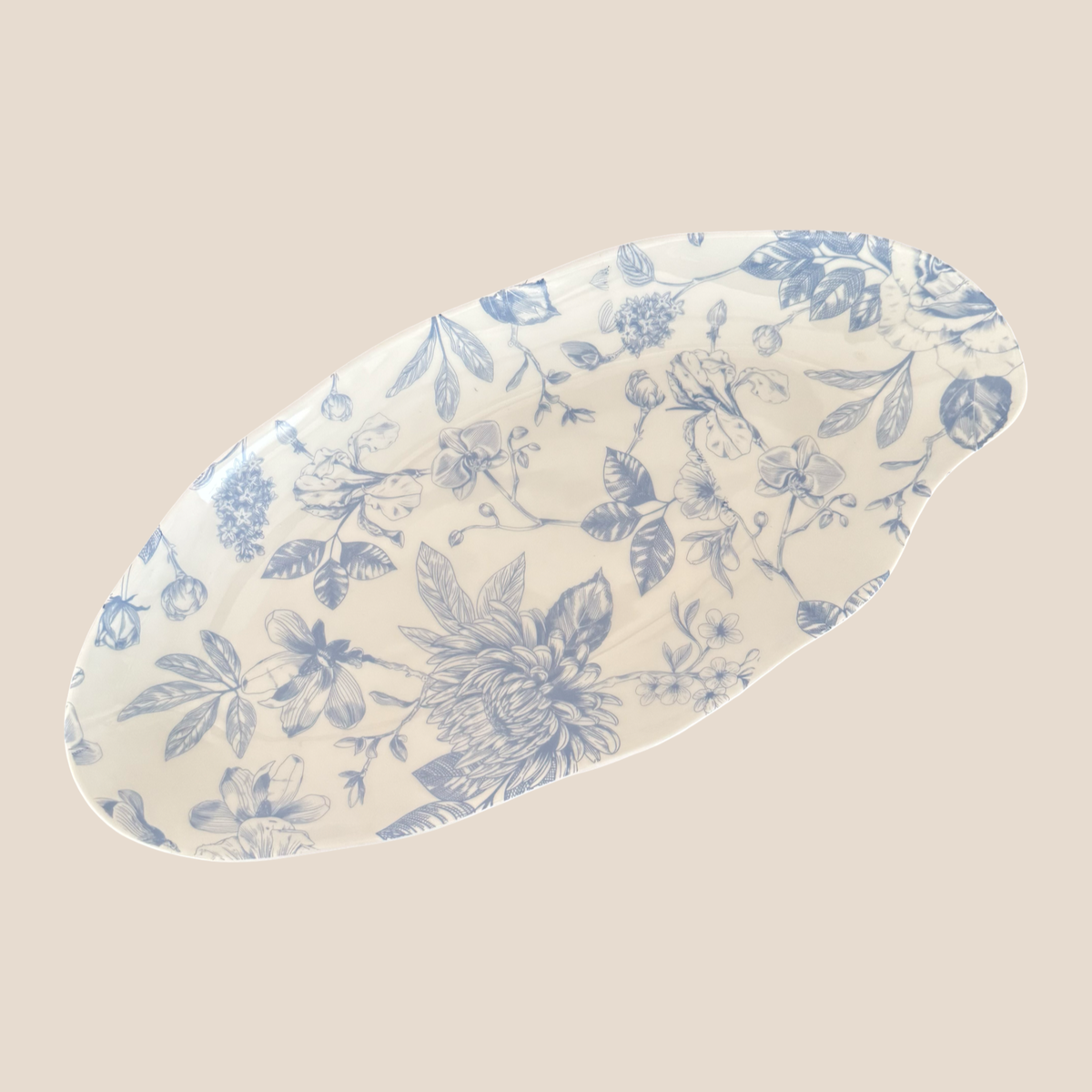 Serene Bone China Snack Platter with Dip Bowl - LARGE