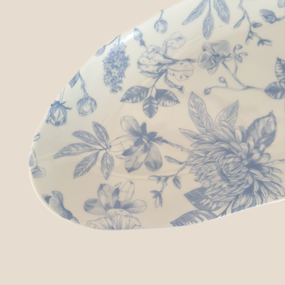 Serene Bone China Snack Platter with Dip Bowl - LARGE