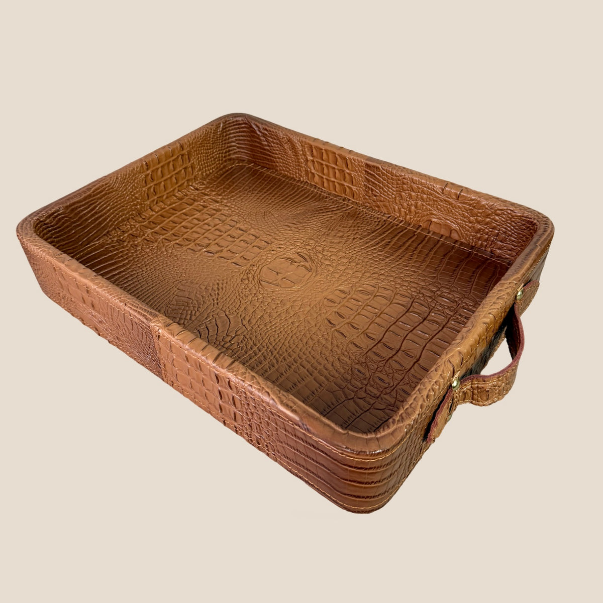 Croco Leather Tray - Tan
