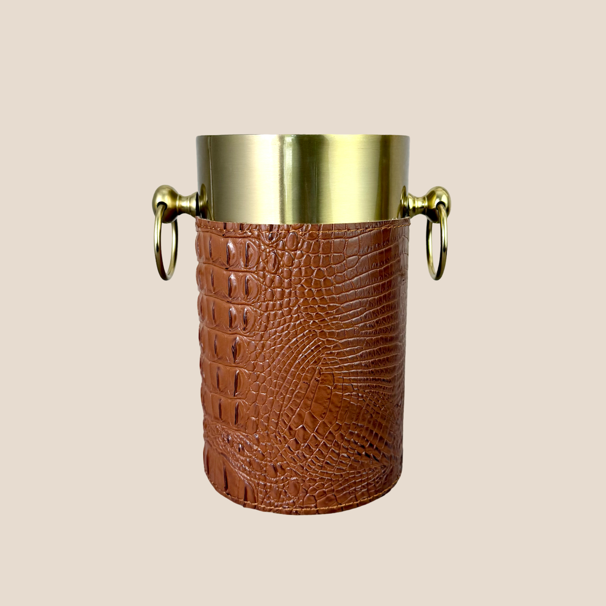 Croco Leather Wine Chiller - Tan