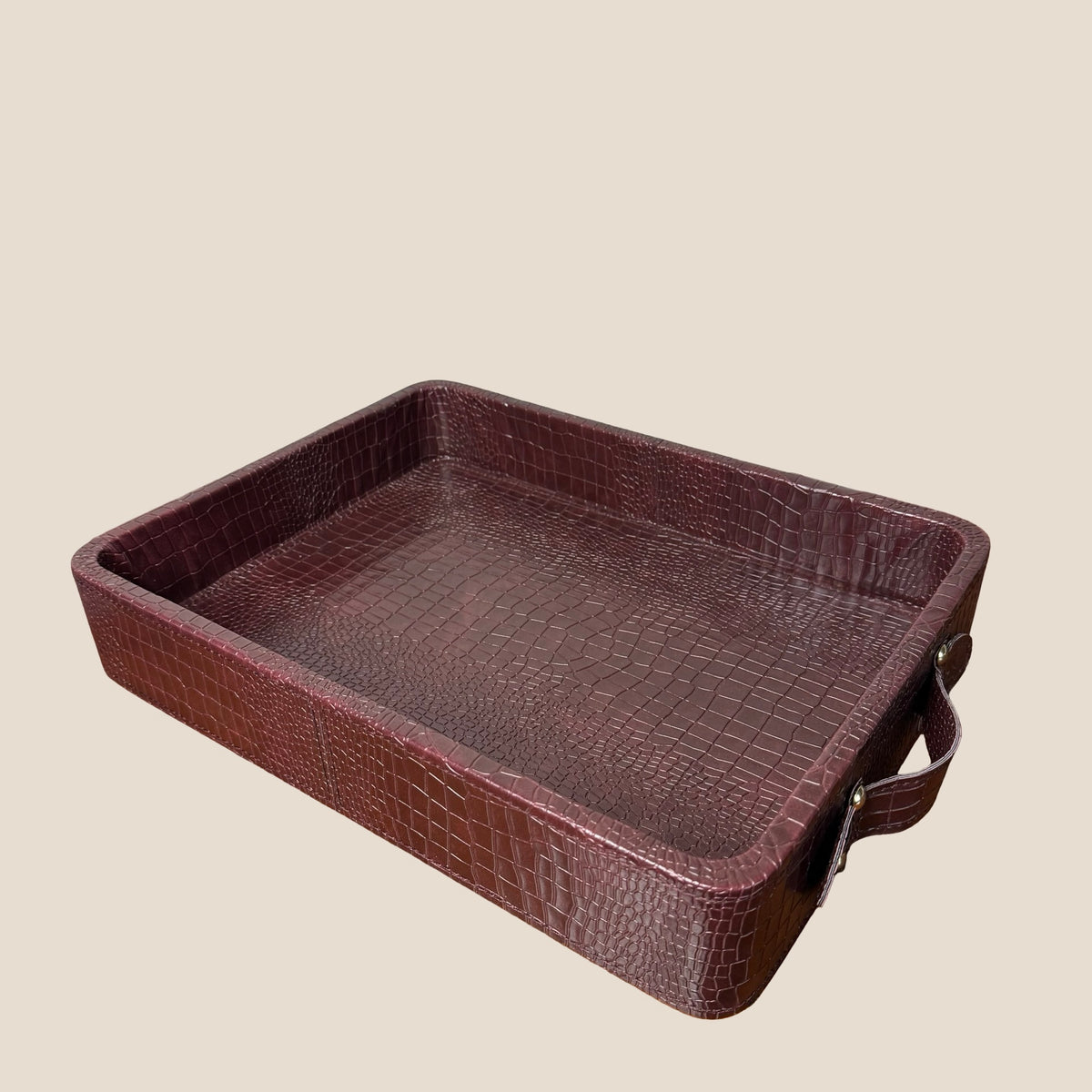 Croco Leather Tray - Maroon