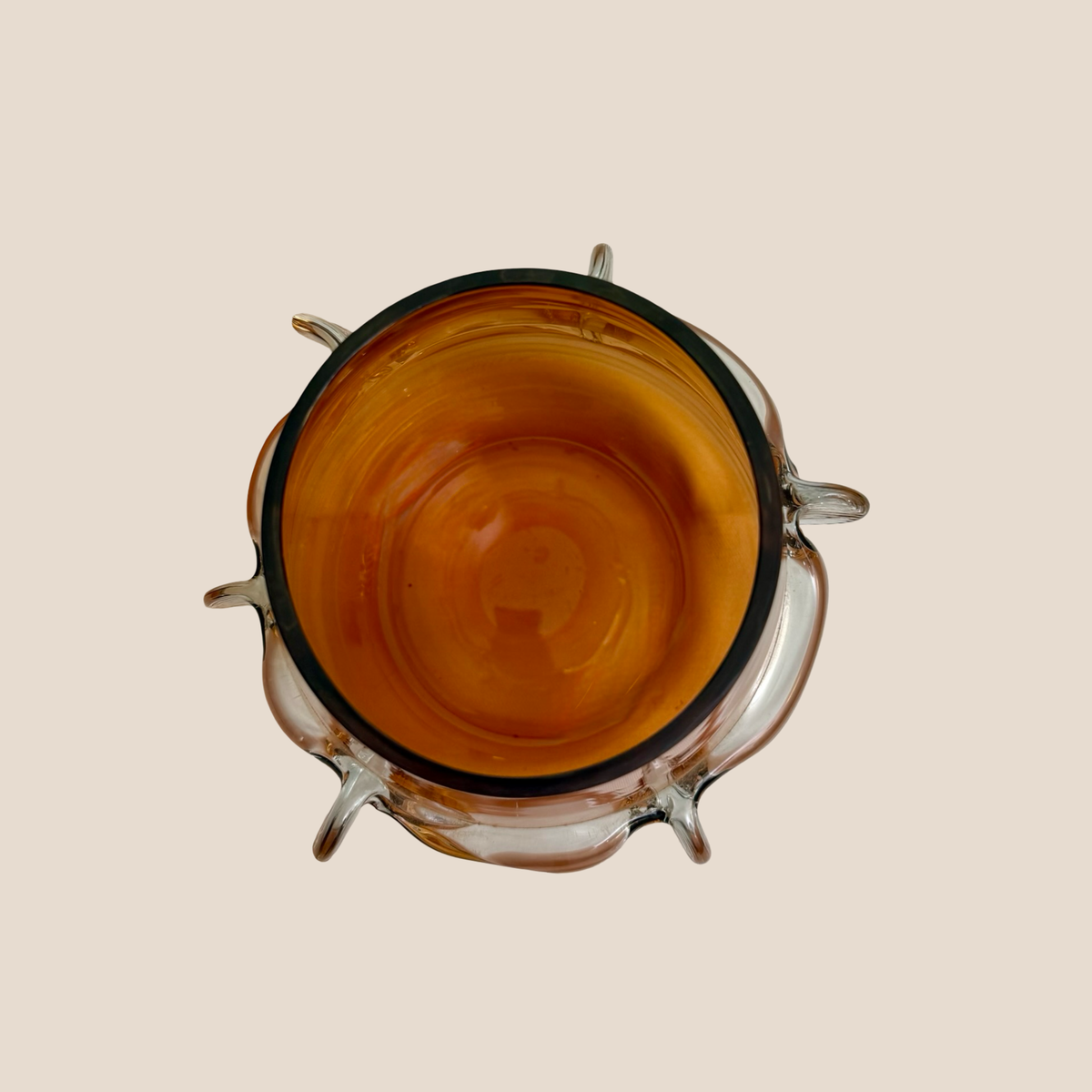 Crested Amber Glass Vase & Votive