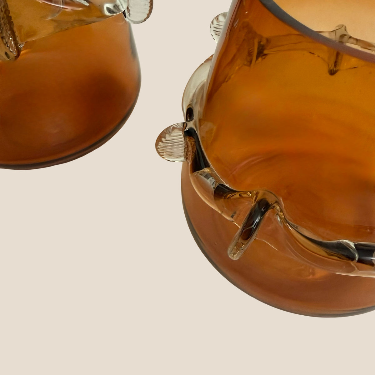 Crested Amber Glass Vase & Votive