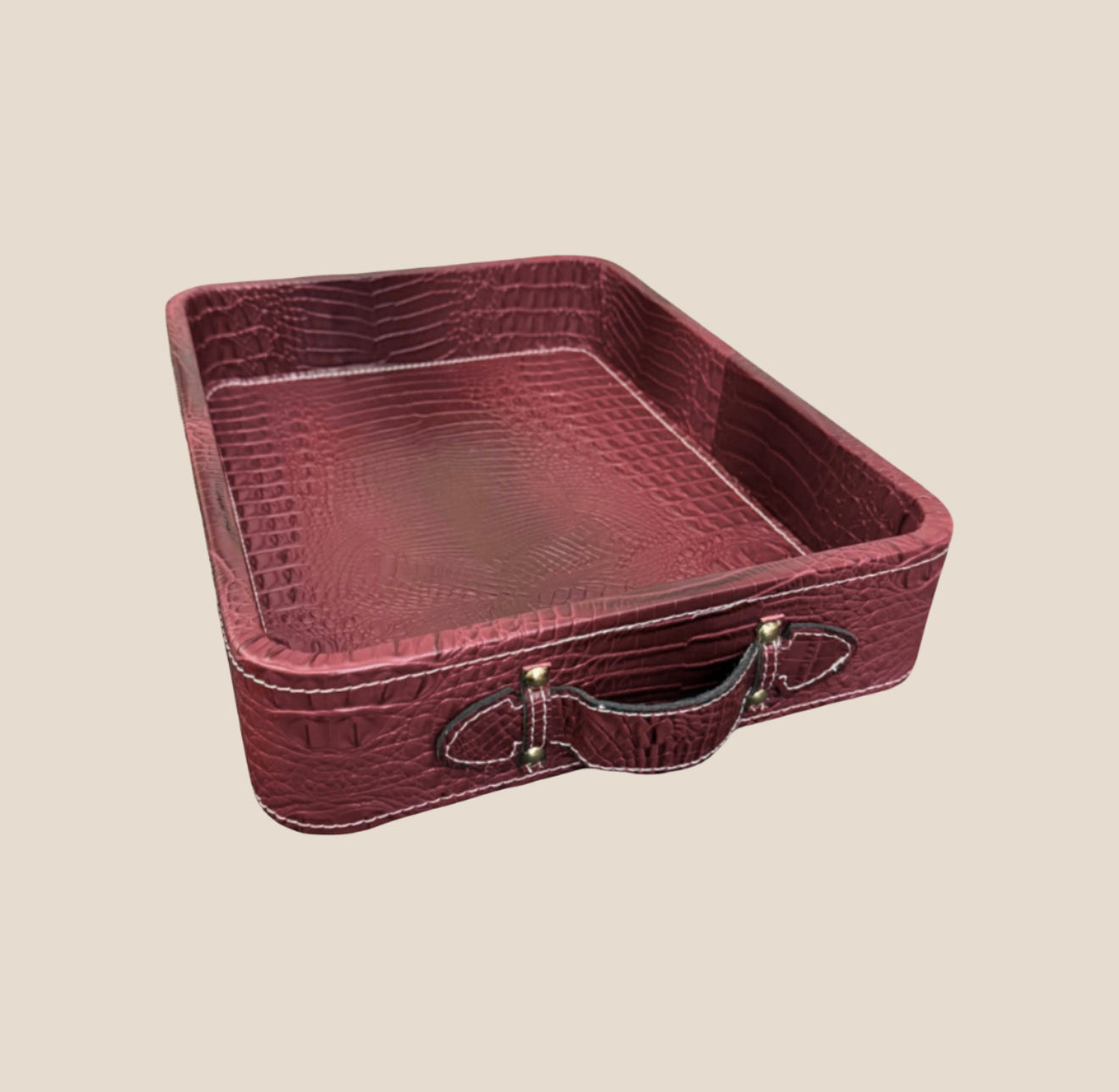 Croco Leather Tray - Maroon