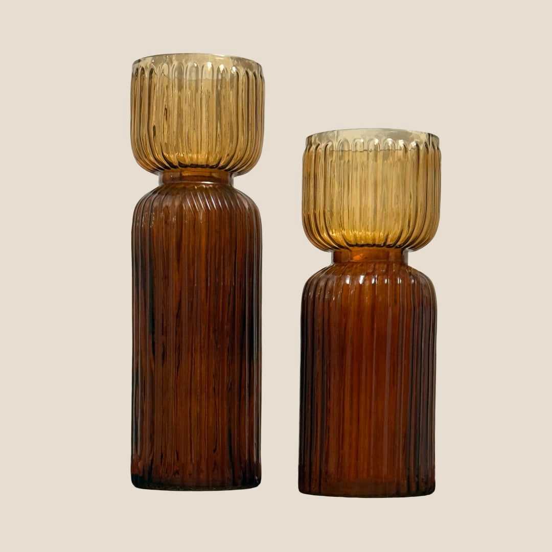 Zeba Candle Stand - Smoked Topaz - Set of 2