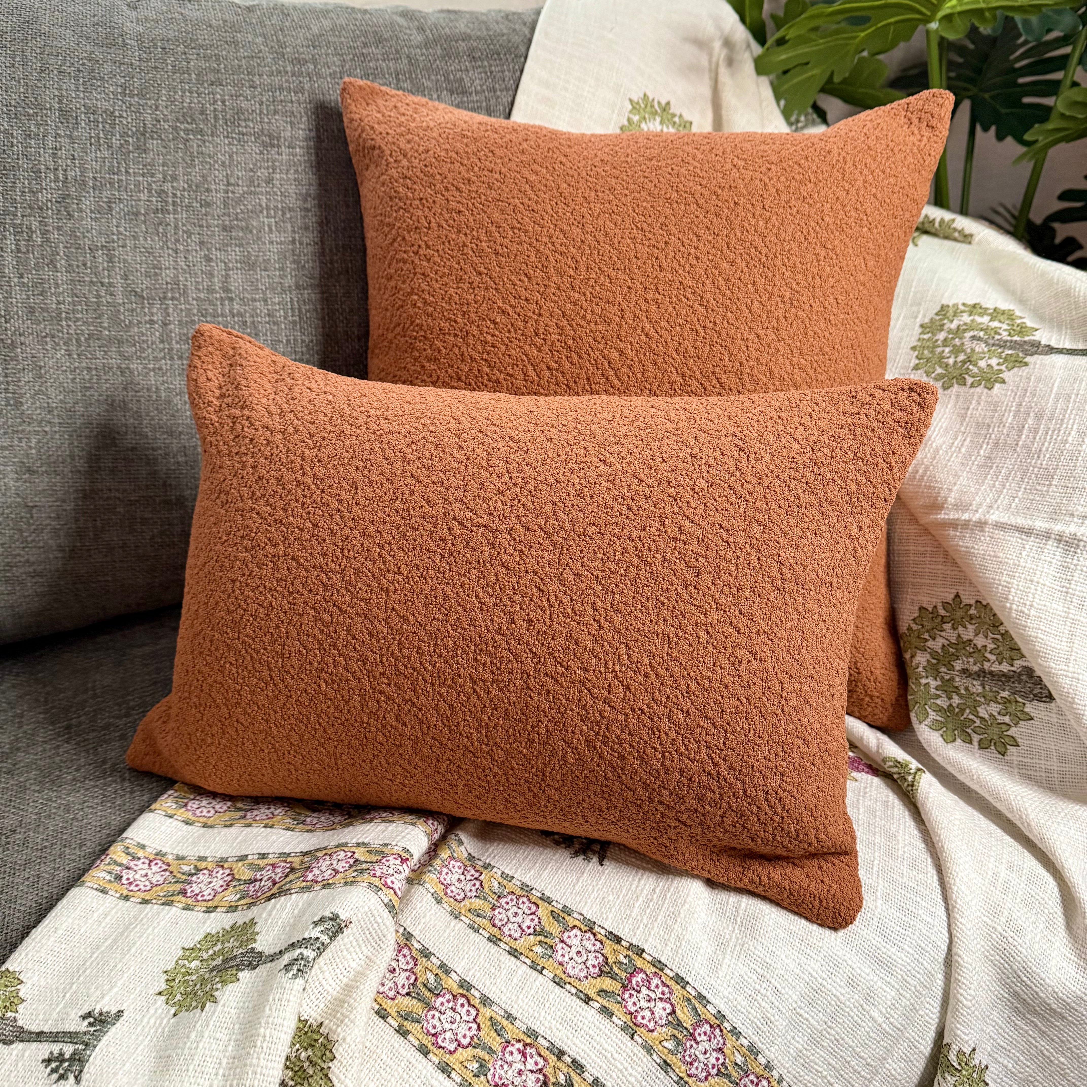 BOUCLE' CUSHION COVER - BURNT ORANGE