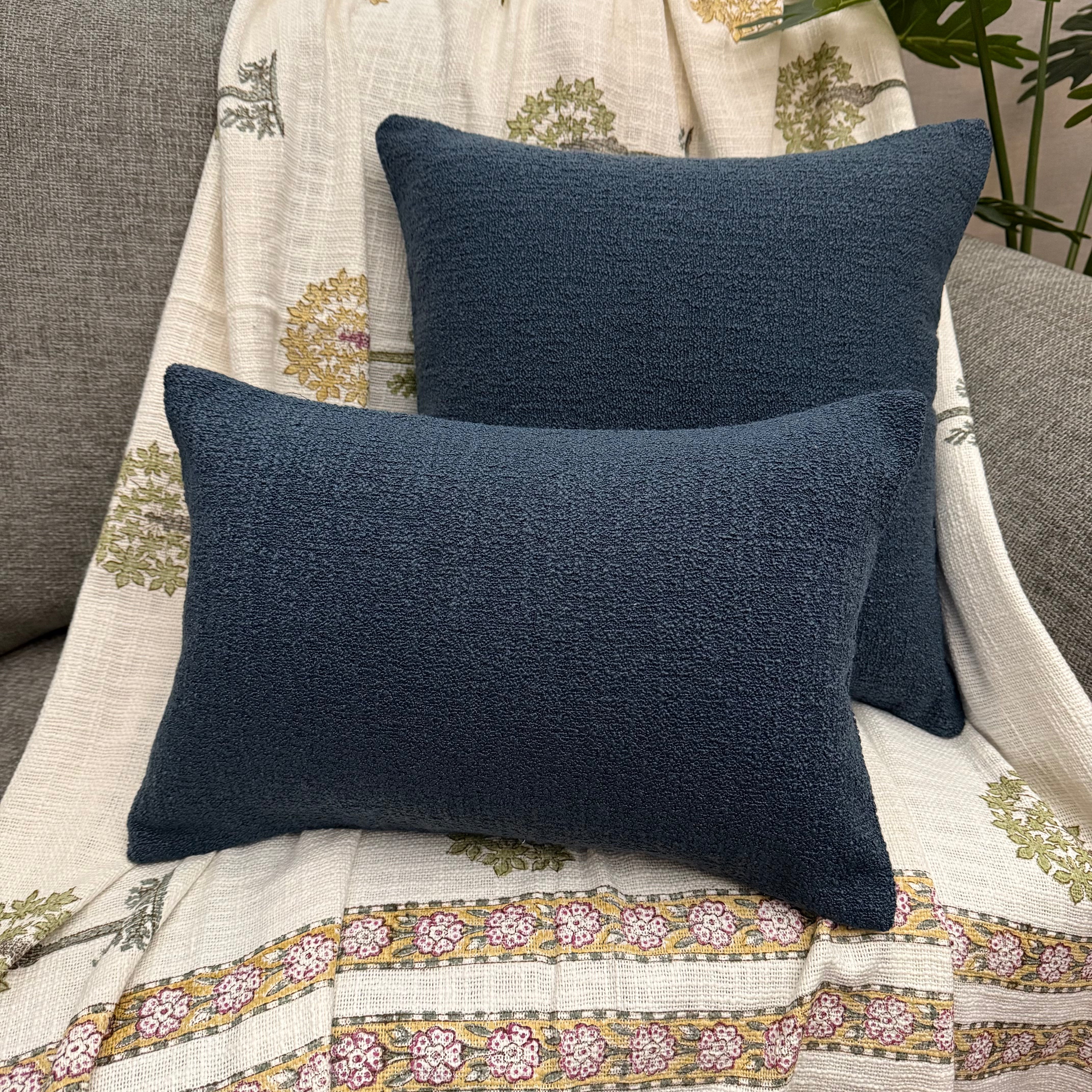BOUCLE' CUSHION COVER - NAVY BLUE