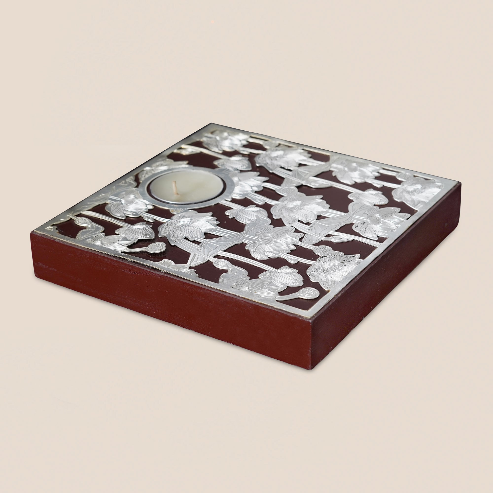Lotus Bloom Tealight Holder - Maroon