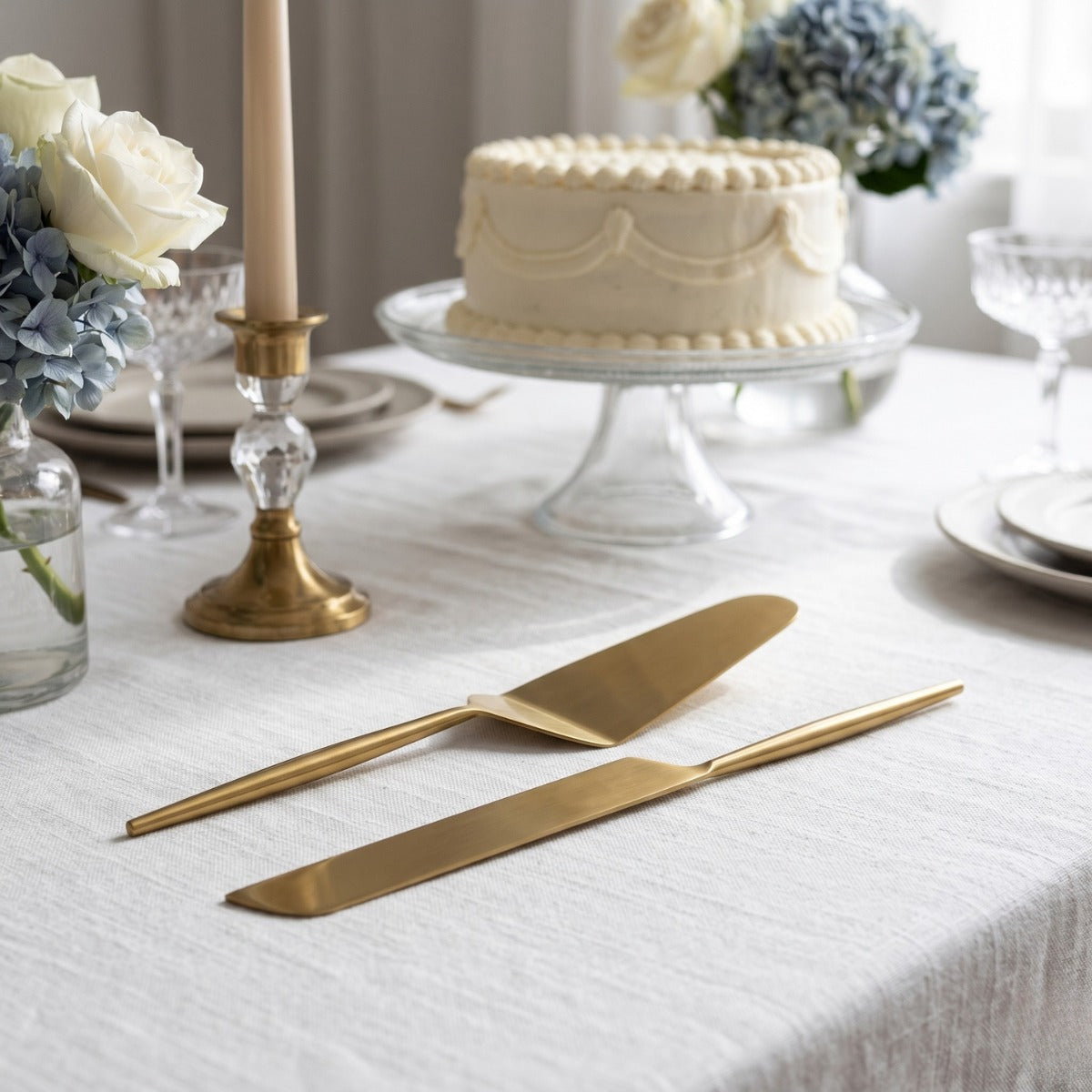Luxe Brass-Finish 2 piece Cake Set