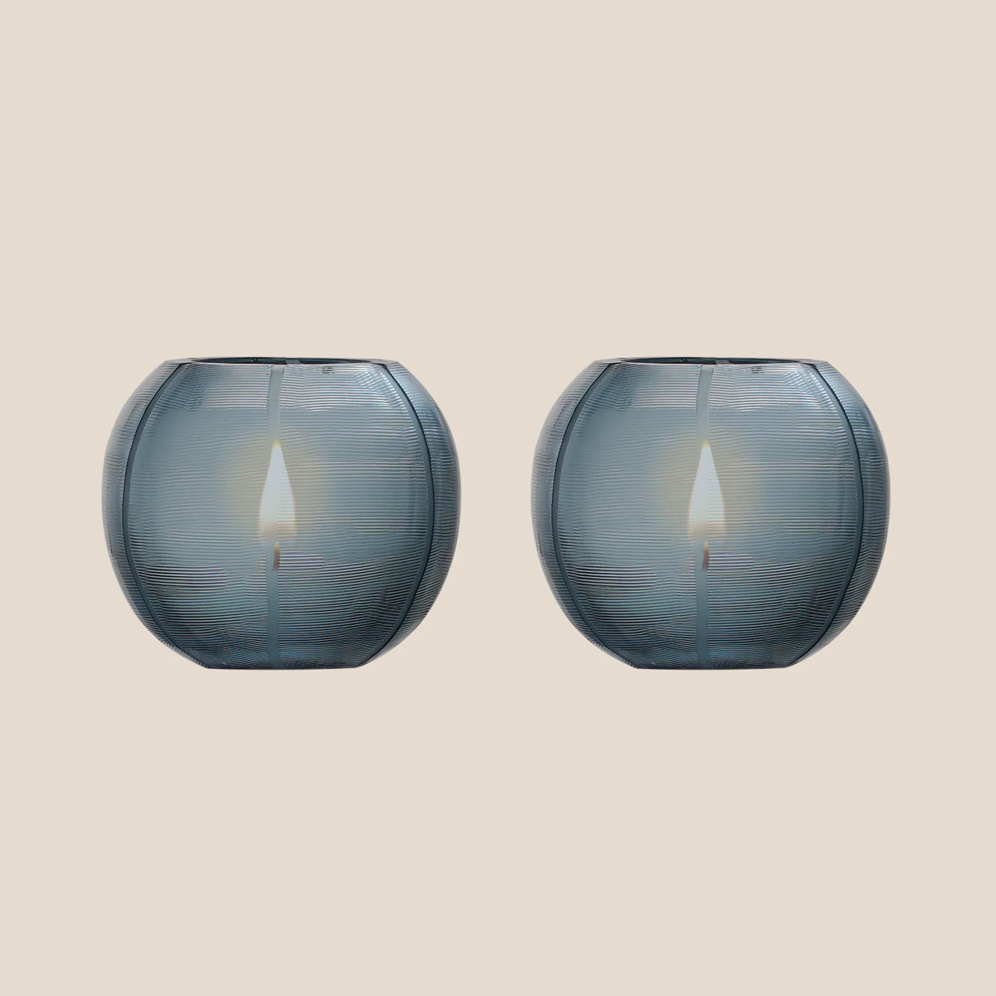 Midnight Glow Ribbed Glass Votive (Set of 2)