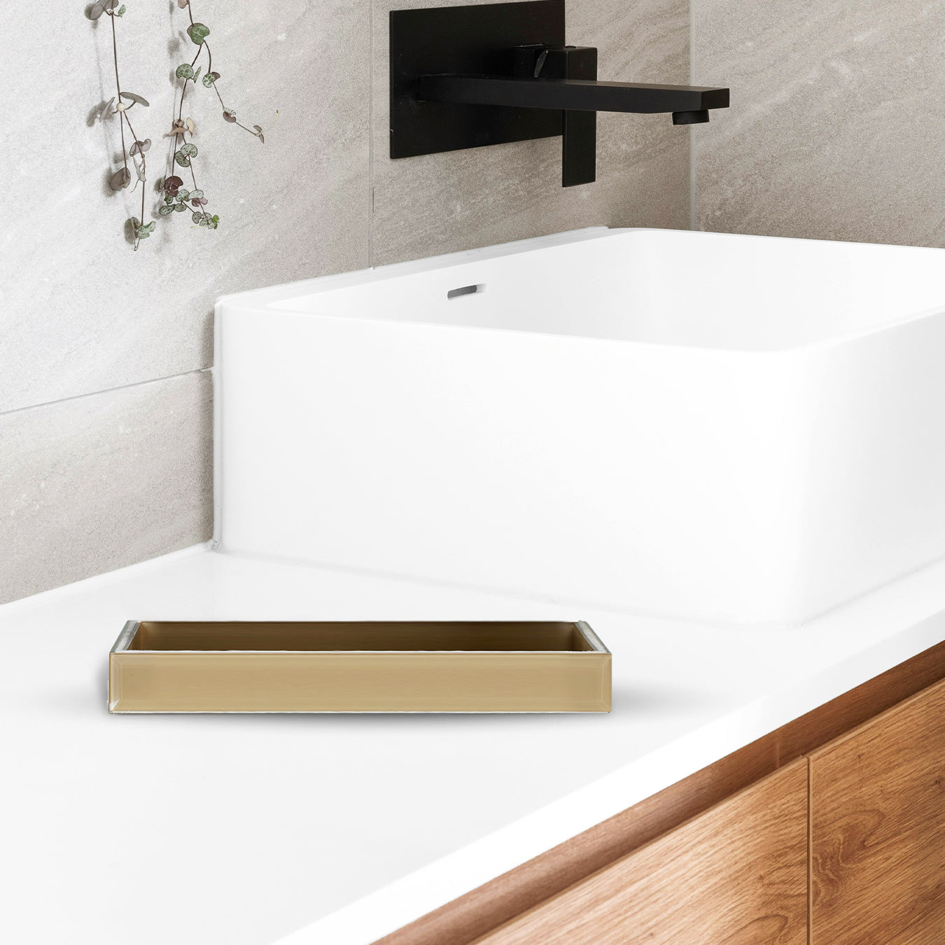 Moroccan Jaali Glass Tray - Beige