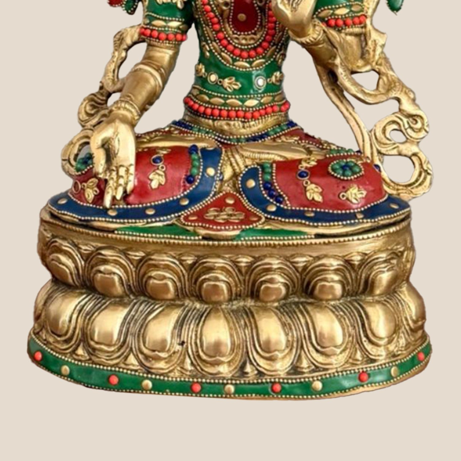 Tara Devi Brass Sculpture with Stonework