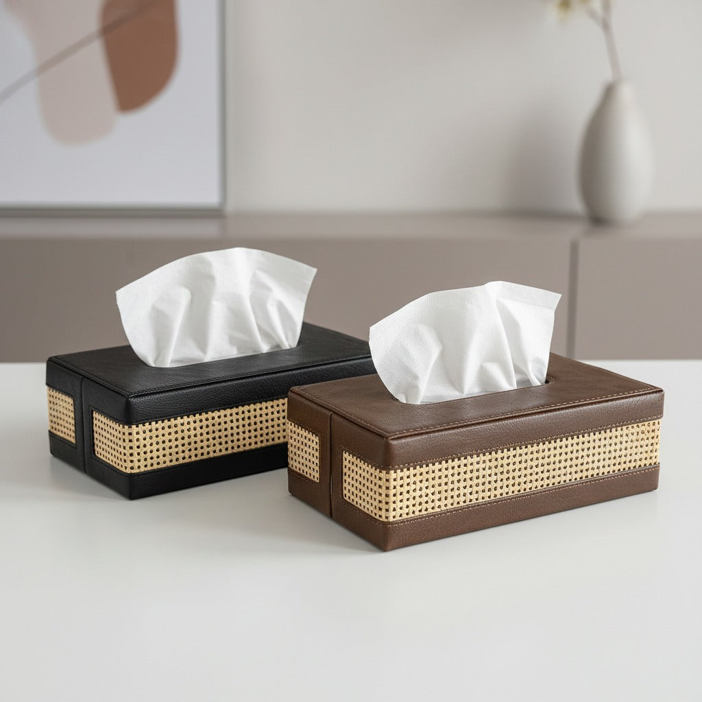 Noir Cane Luxe Tissue Box Cover
