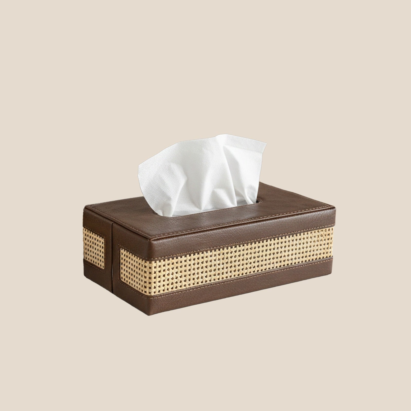 Cane Luxe Tissue Box Cover - Brown