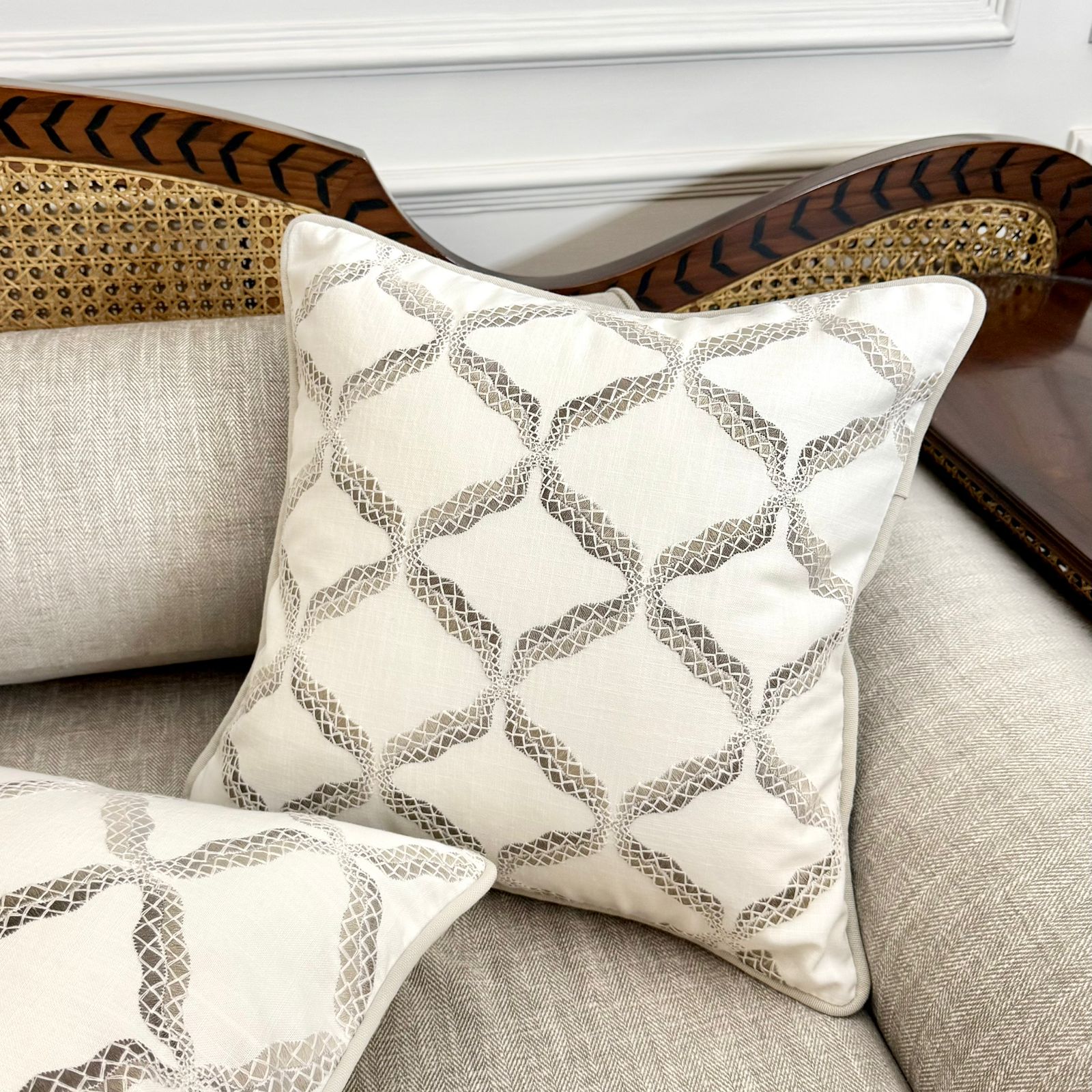 Ivory Lattice Whisper Cushion Cover
