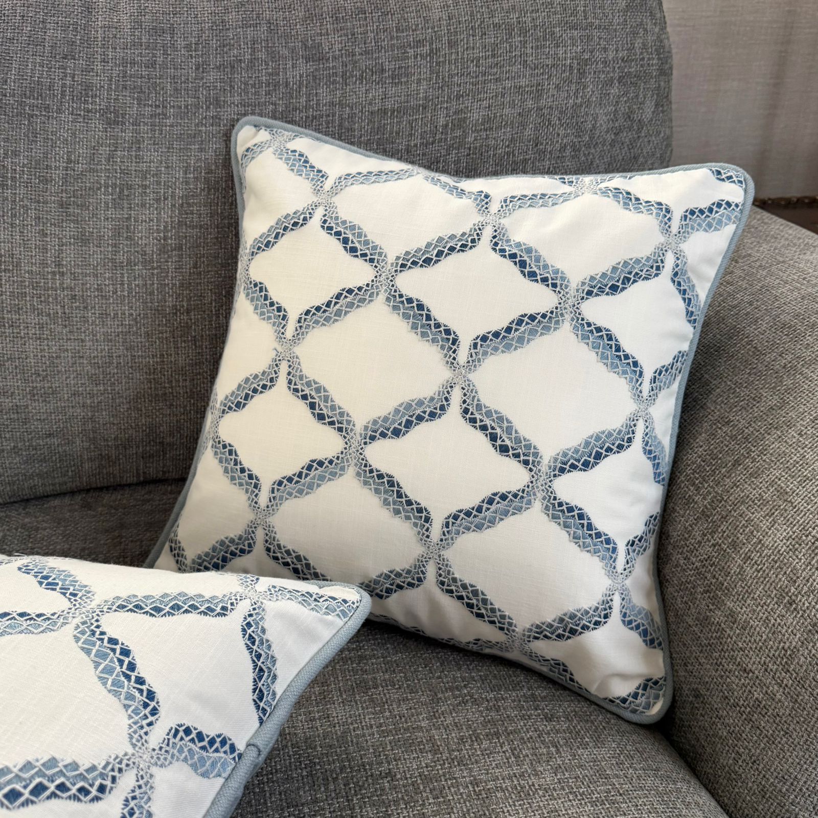 Azure Lattice Cushion