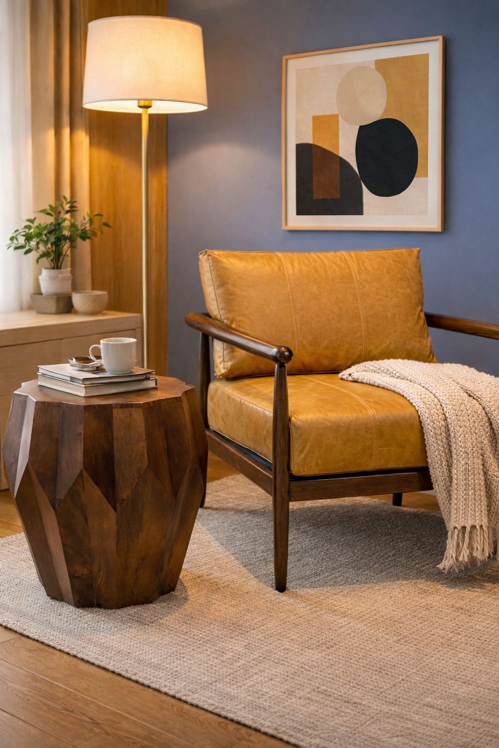 Nia Walnut Facet Table