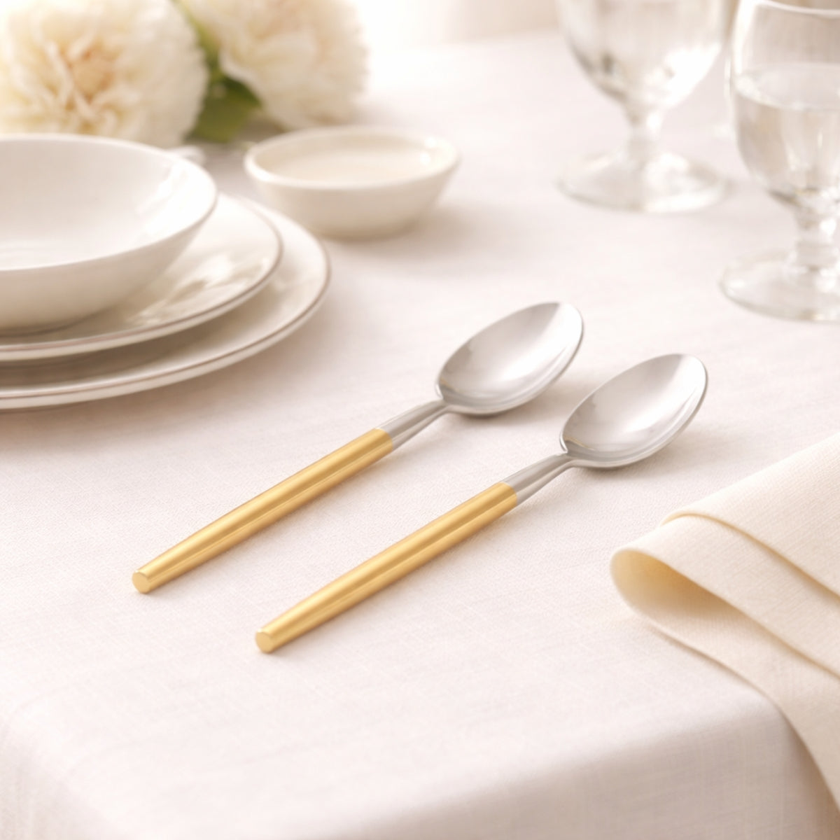 Luxe Duo-Tone Dessert Spoons - Set of 6