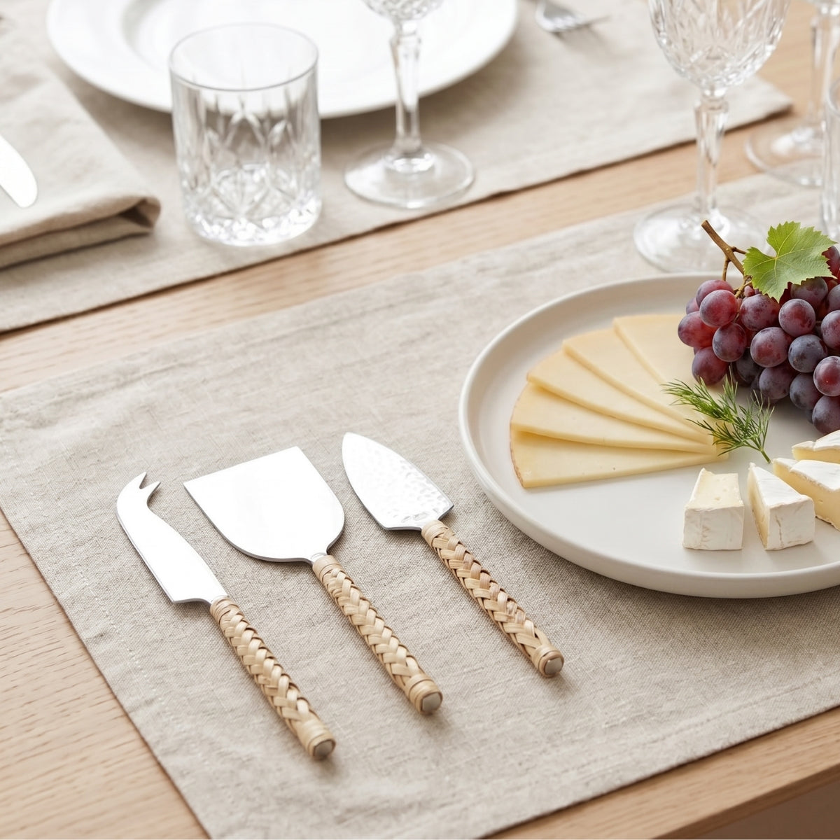 Woven Rattan Cheese Set