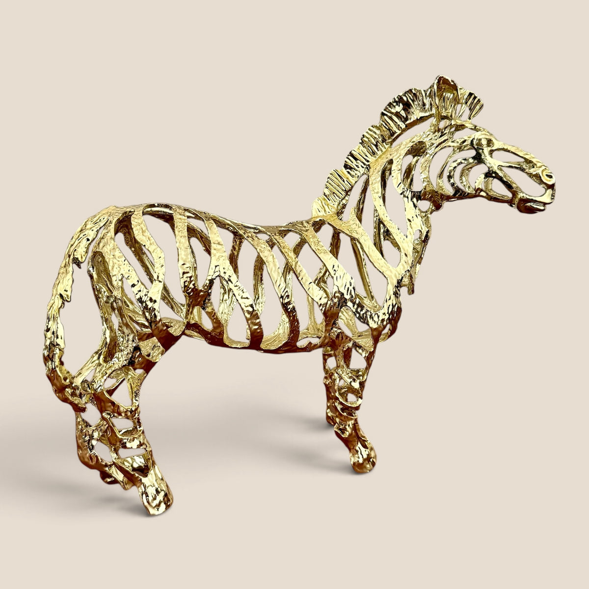 Gilded Stride Zebra Sculpture