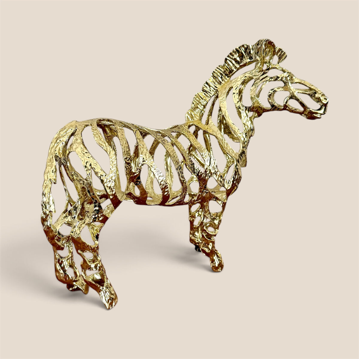 Gilded Stride Zebra Sculpture