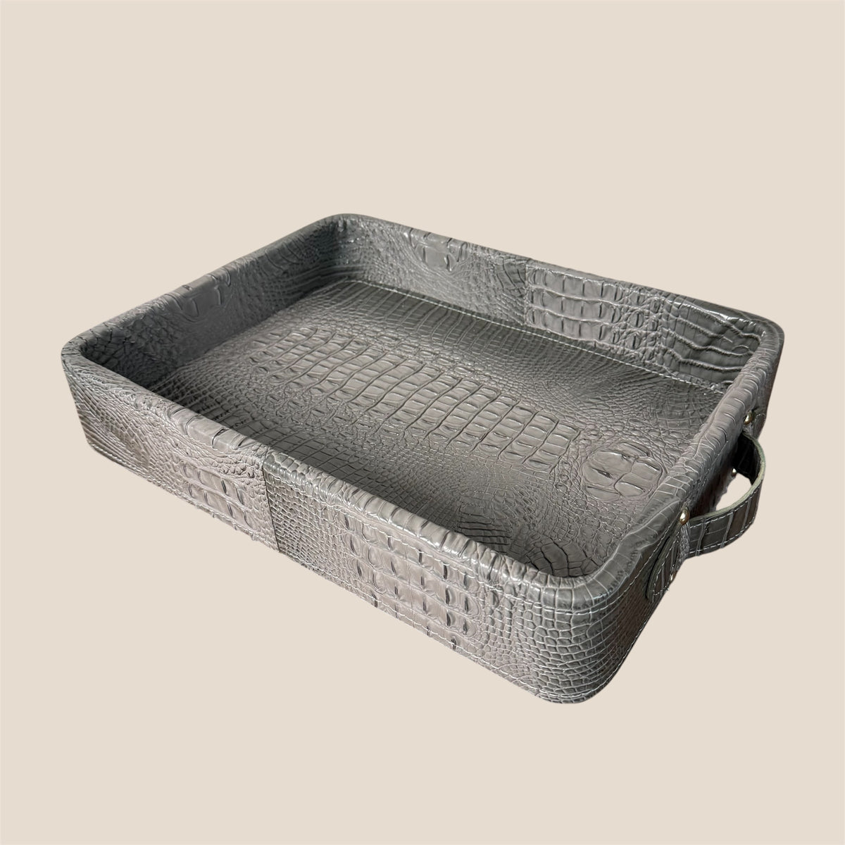 Croco Leather Tray - Grey