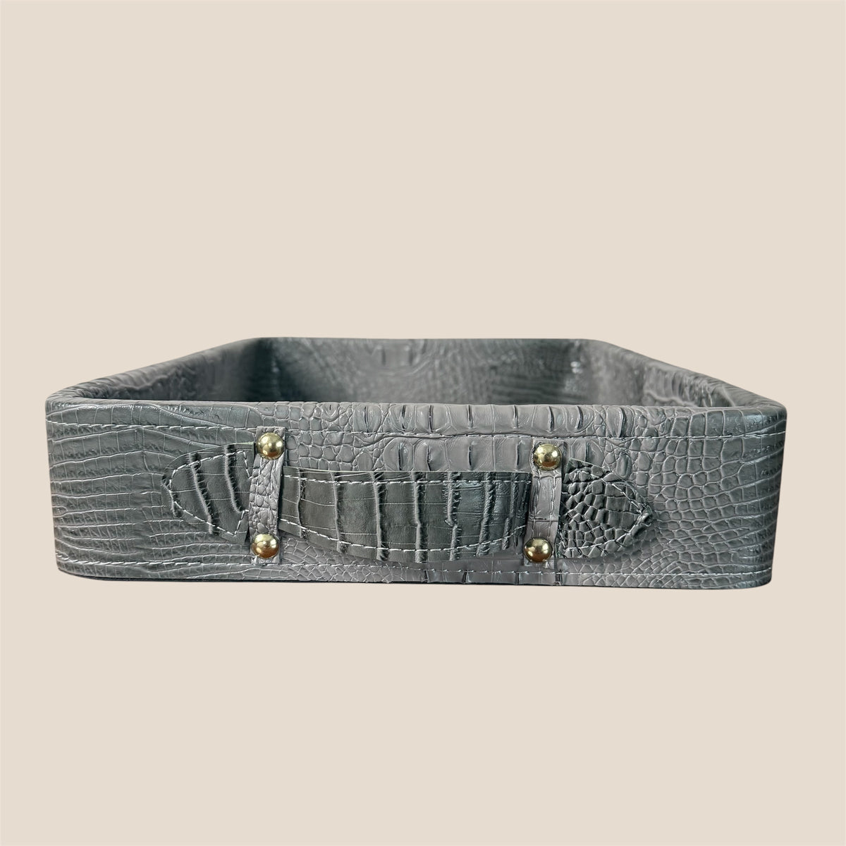 Croco Leather Tray - Grey