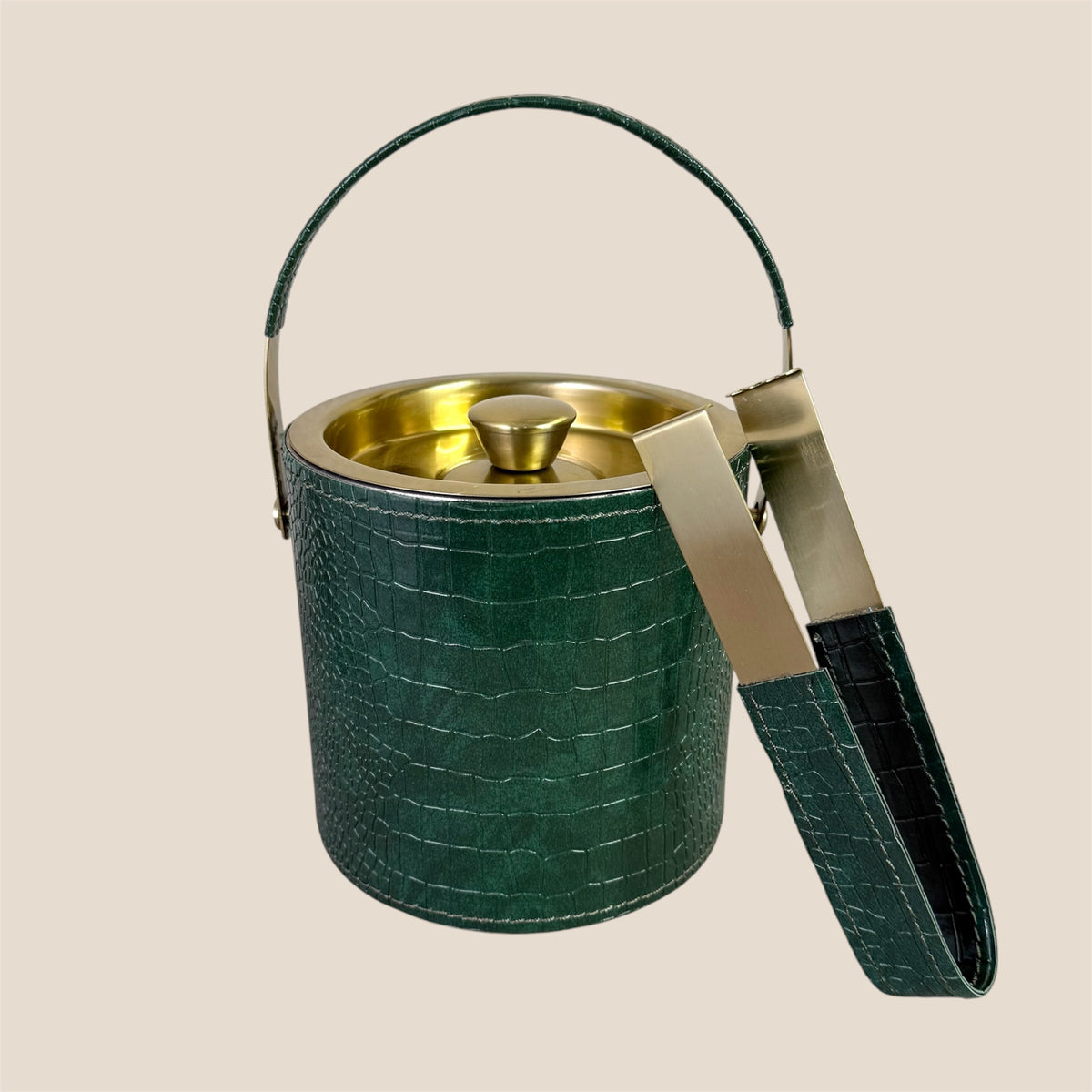 Ice Bucket with Tongs - Deep Green
