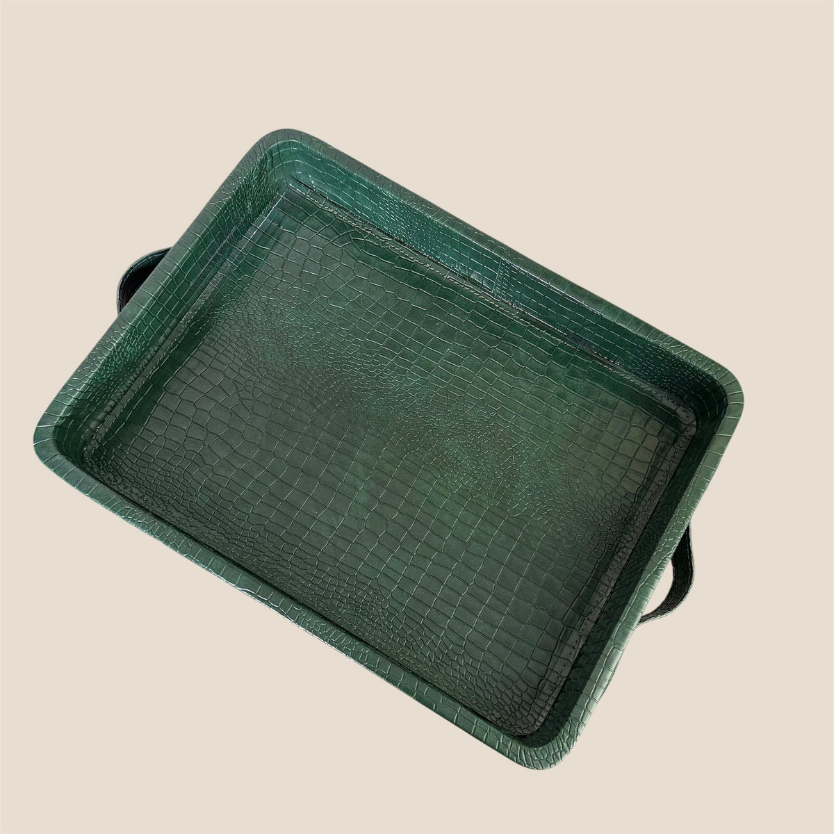 Croco Leather Tray - Deep Green