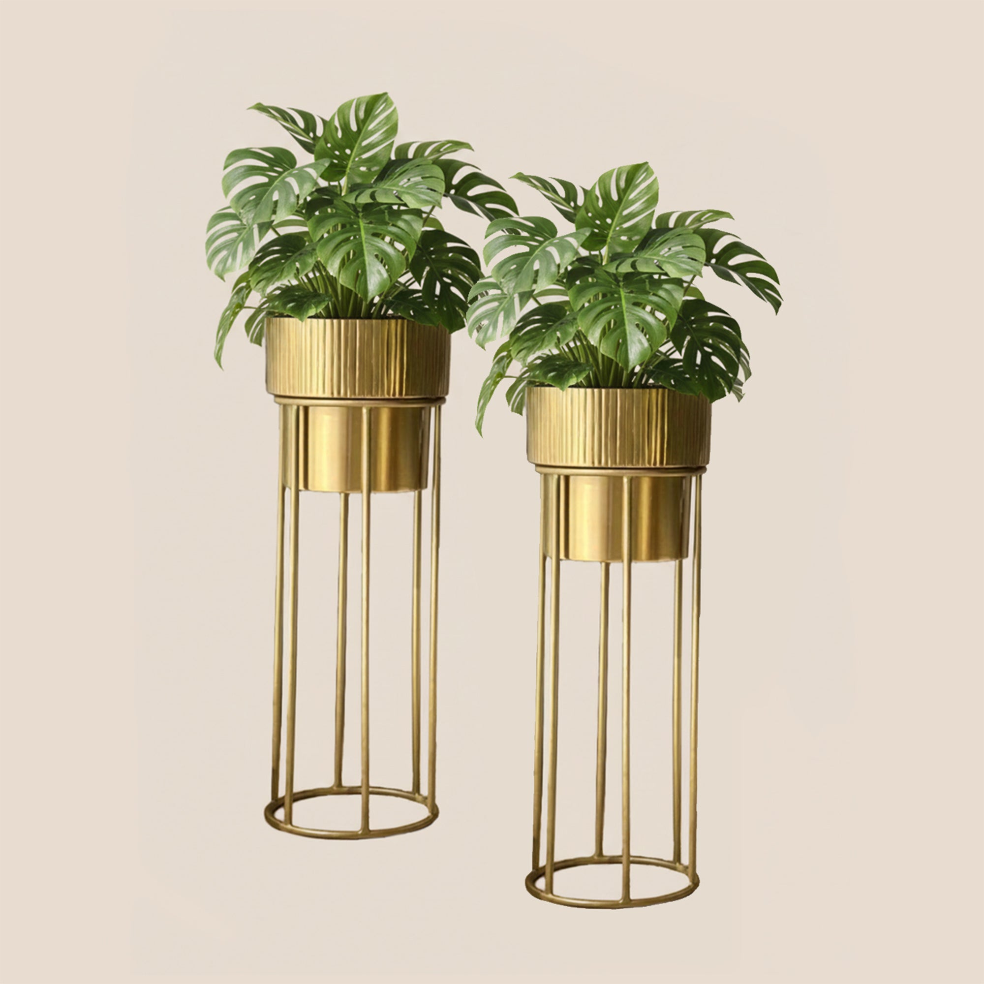 Gold Fluted Planters - Set of 2