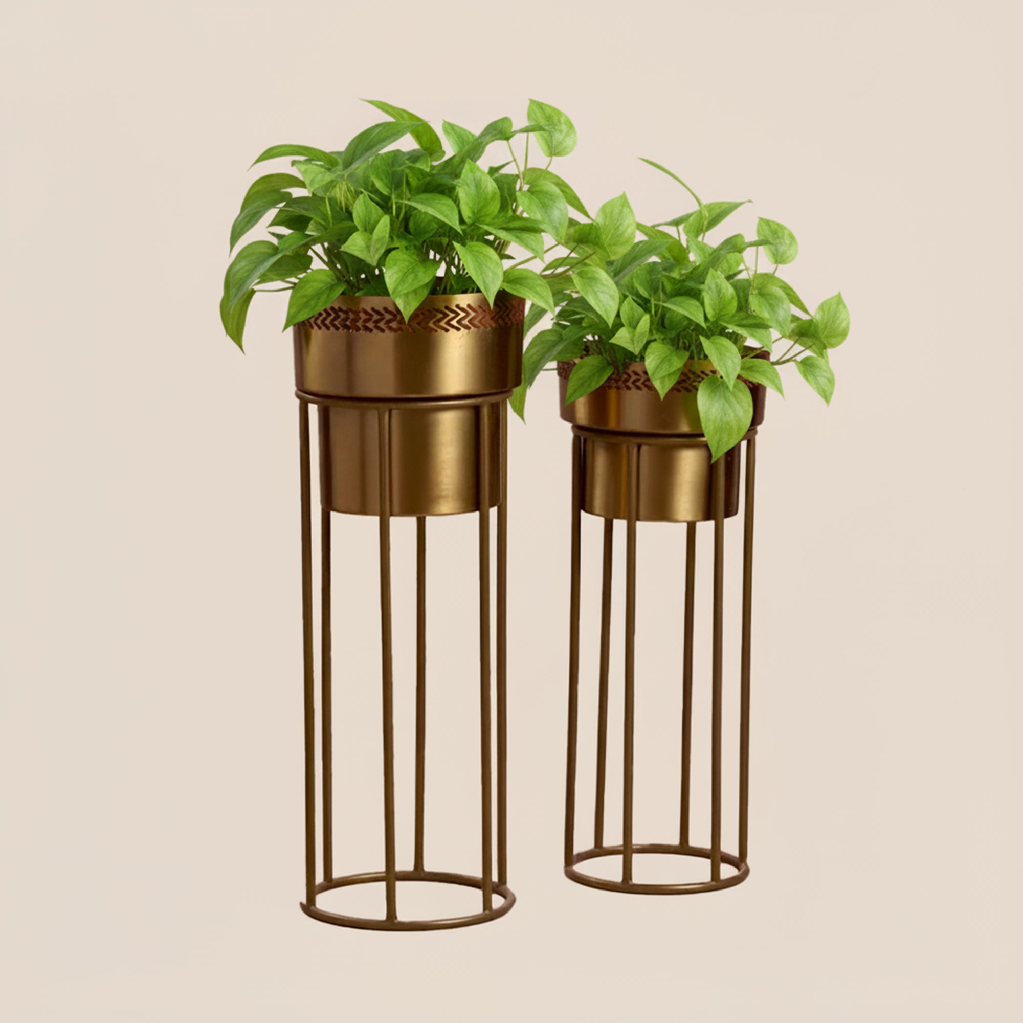 Gold Weave Planters- Set of 2