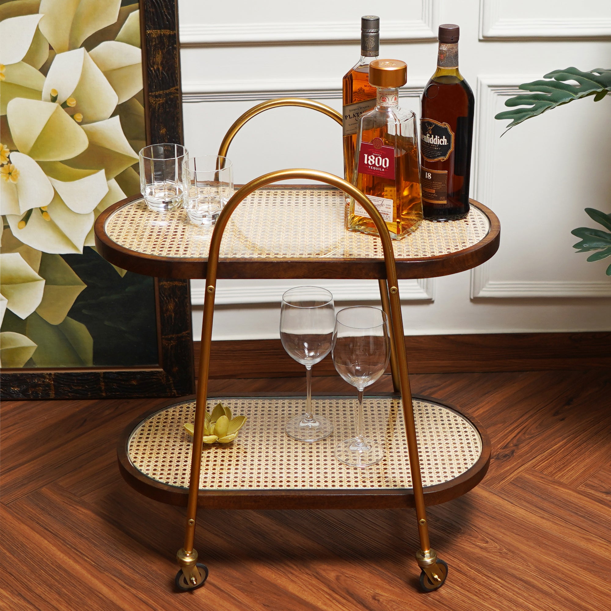 Rattan Luxe Bar Trolley