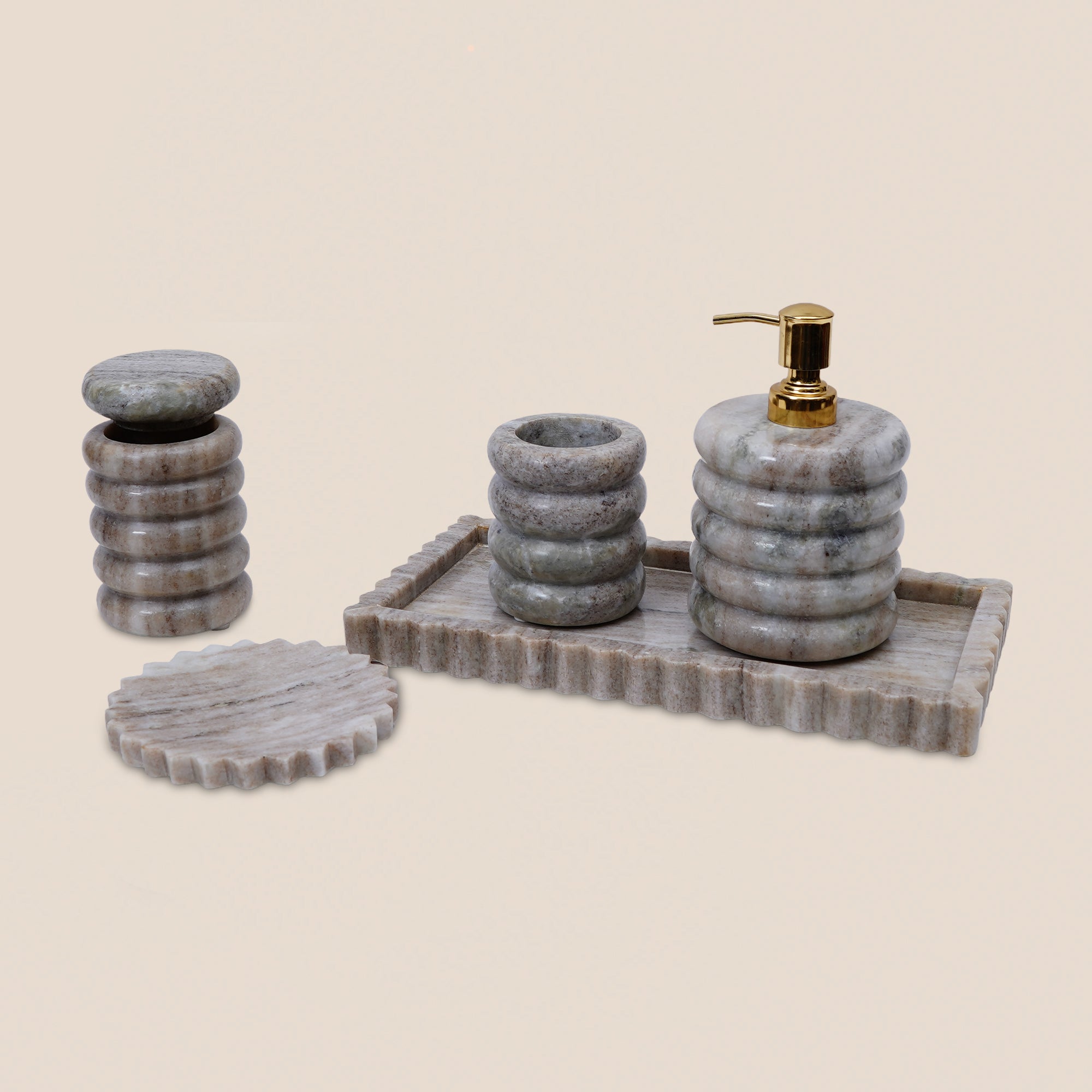 Rippled Marble Bathroom Set