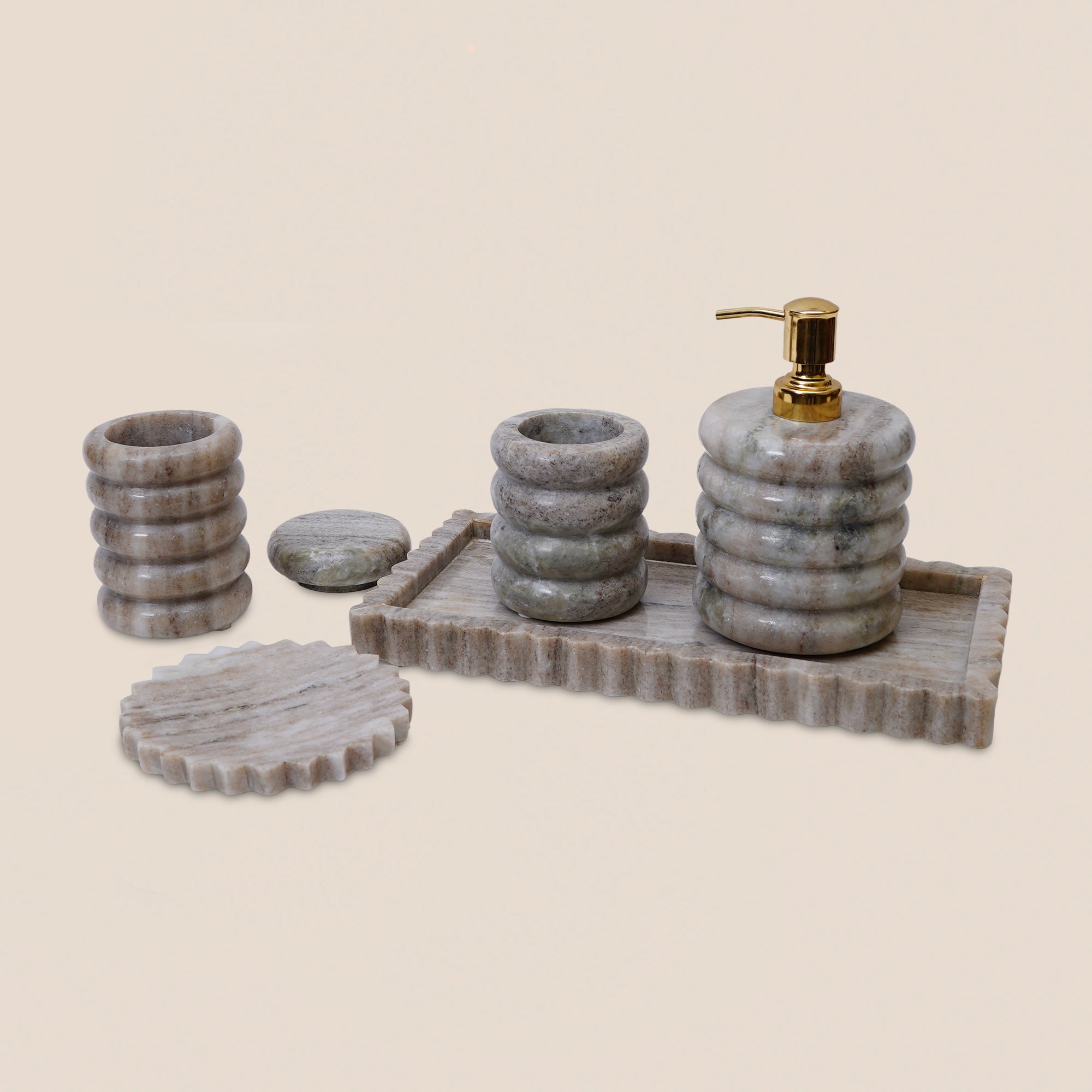 Rippled Marble Bathroom Set