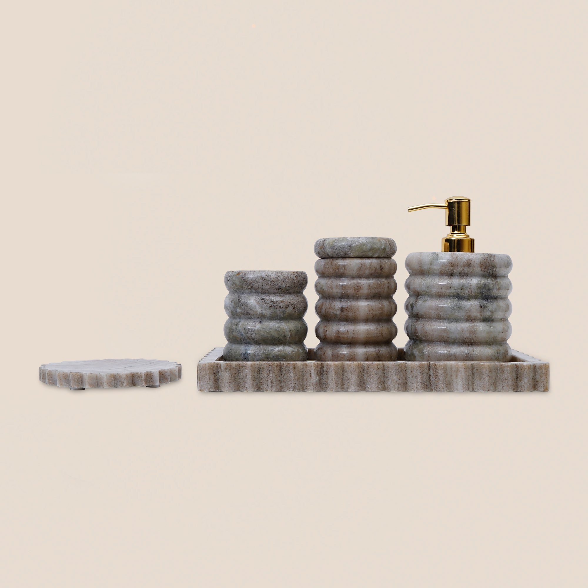 Rippled Marble Bathroom Set