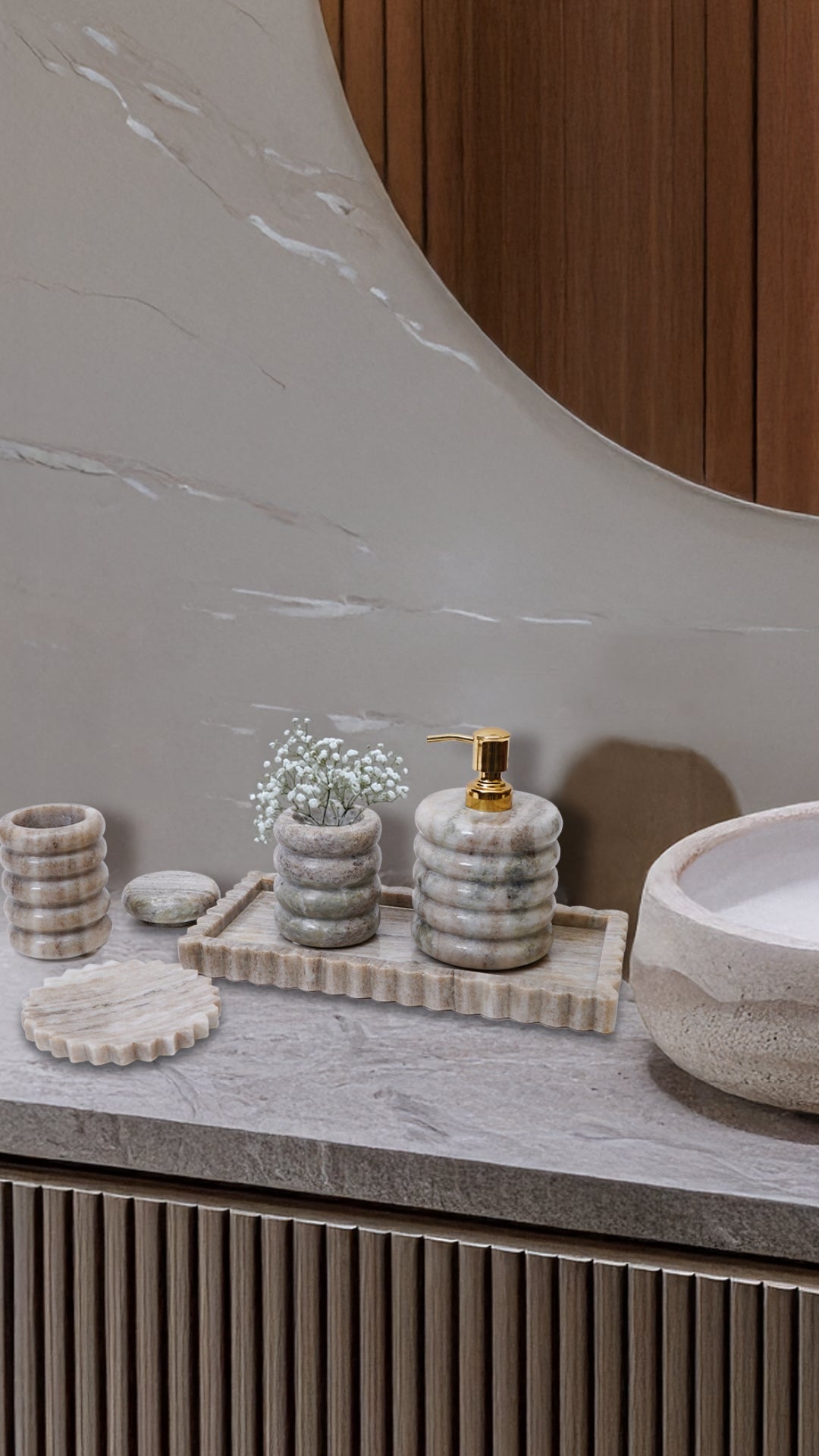 Rippled Marble Bathroom Set