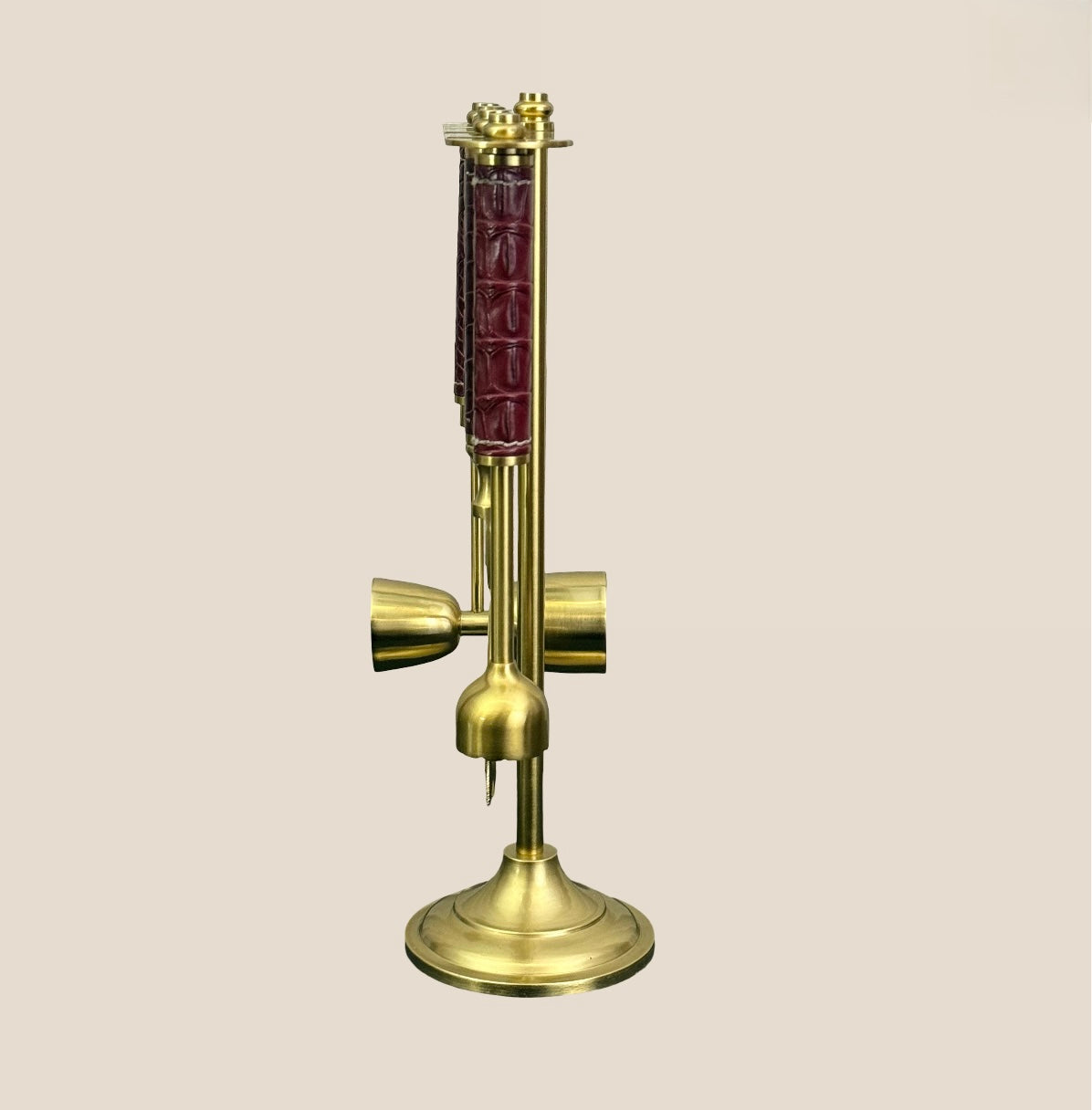 Croco Leather Bar Tools on Stand - Maroon