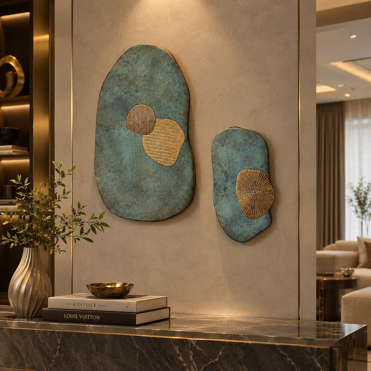 Green Patina Eclipse Wall Decor Pair