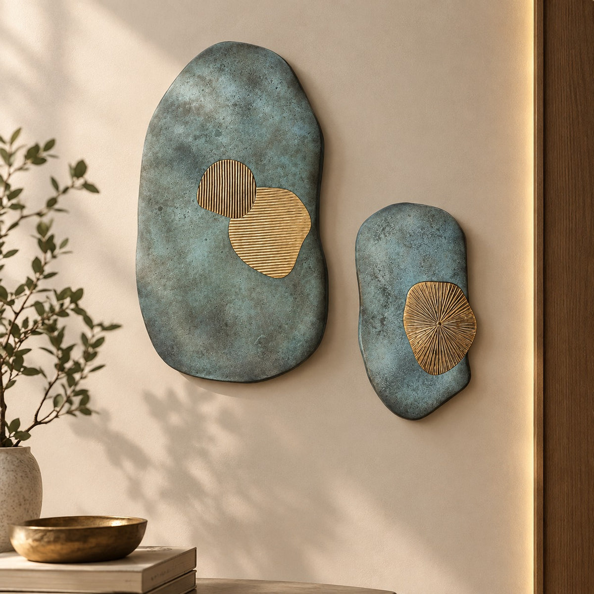 Green Patina Eclipse Wall Decor Pair