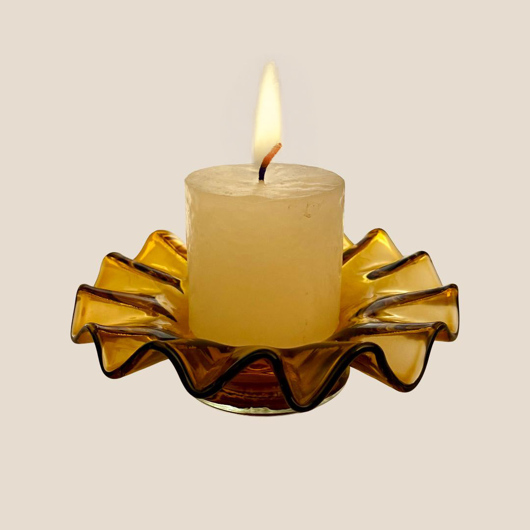 Ruffle Bloom Votive – Amber