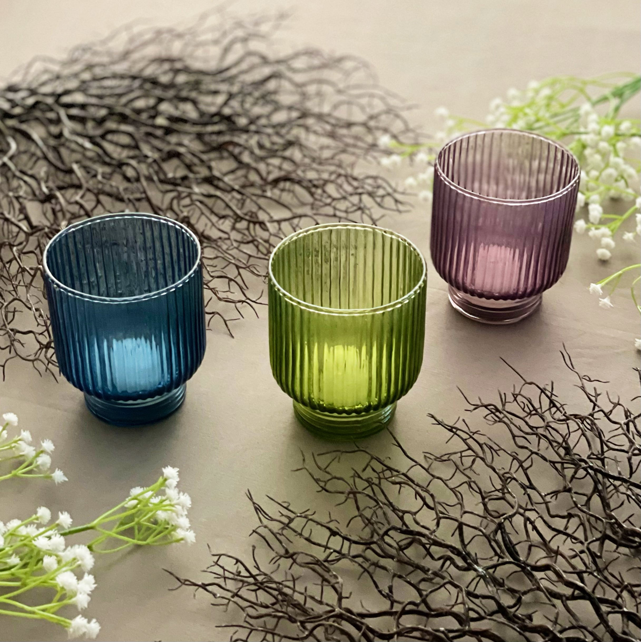 Azure Bloom Votive (Set of 2)